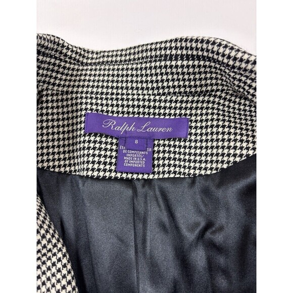 Ralph Lauren Purple Label Blazer Black White Houndstooth Puppytooth 8 Zip Close - Picture 3 of 12